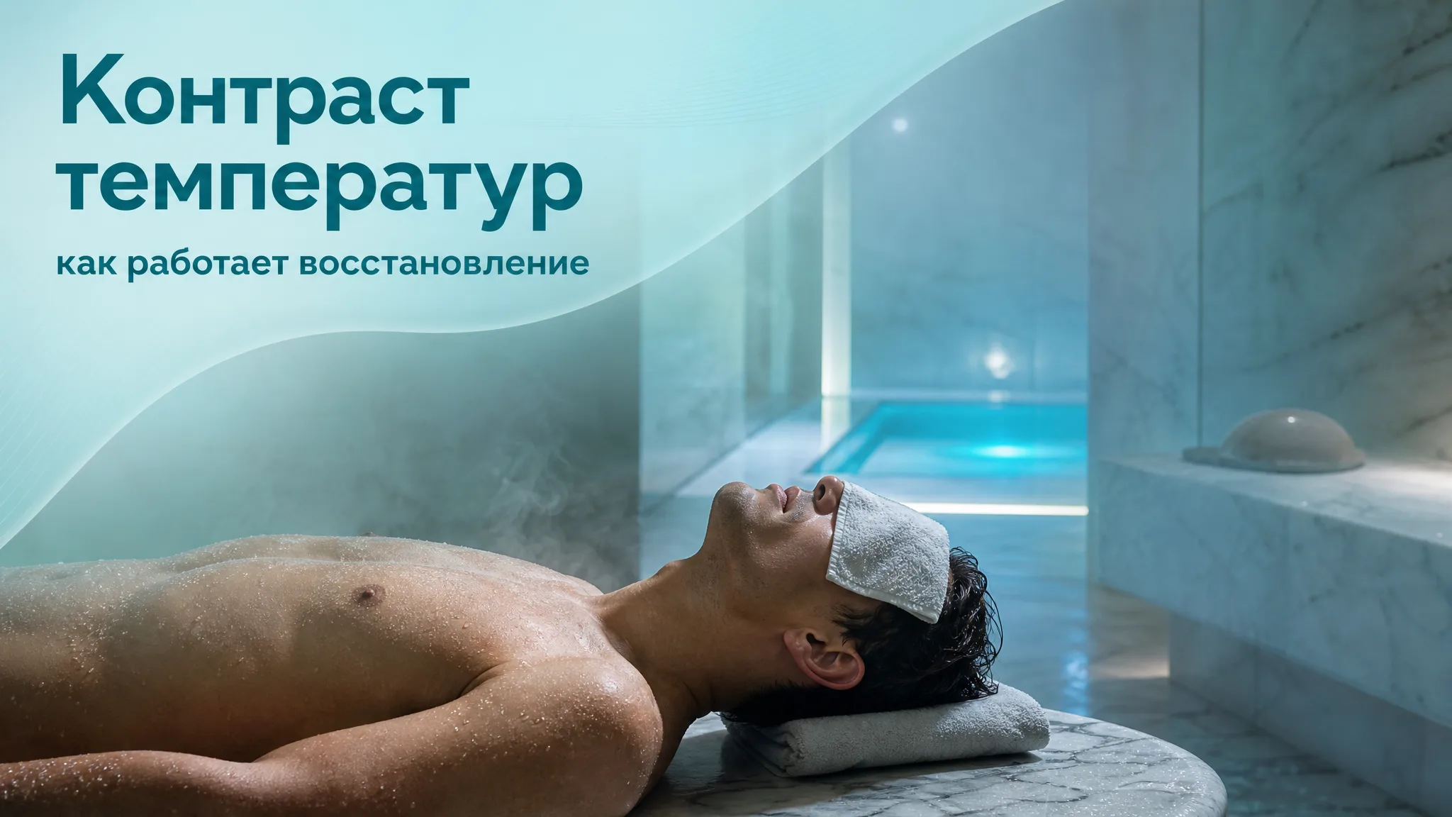 Инфографика, показывающая контраст температур (холод и тепло) и процесс восстановления организма: основные нюансы и механизмы.