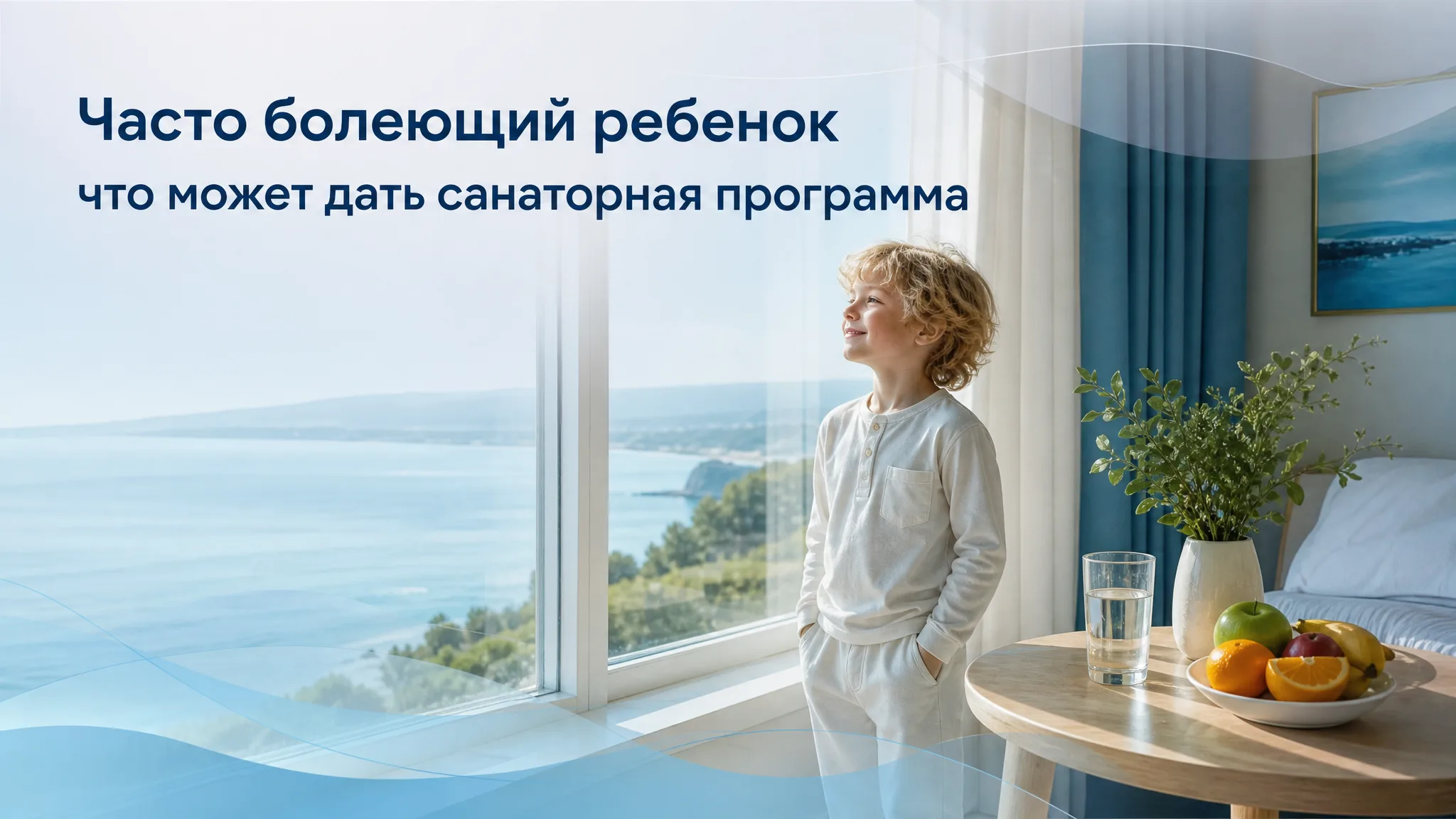 Врач осматривает часто болеющего ребенка в санатории, символизируя программу оздоровления и укрепления иммунитета.