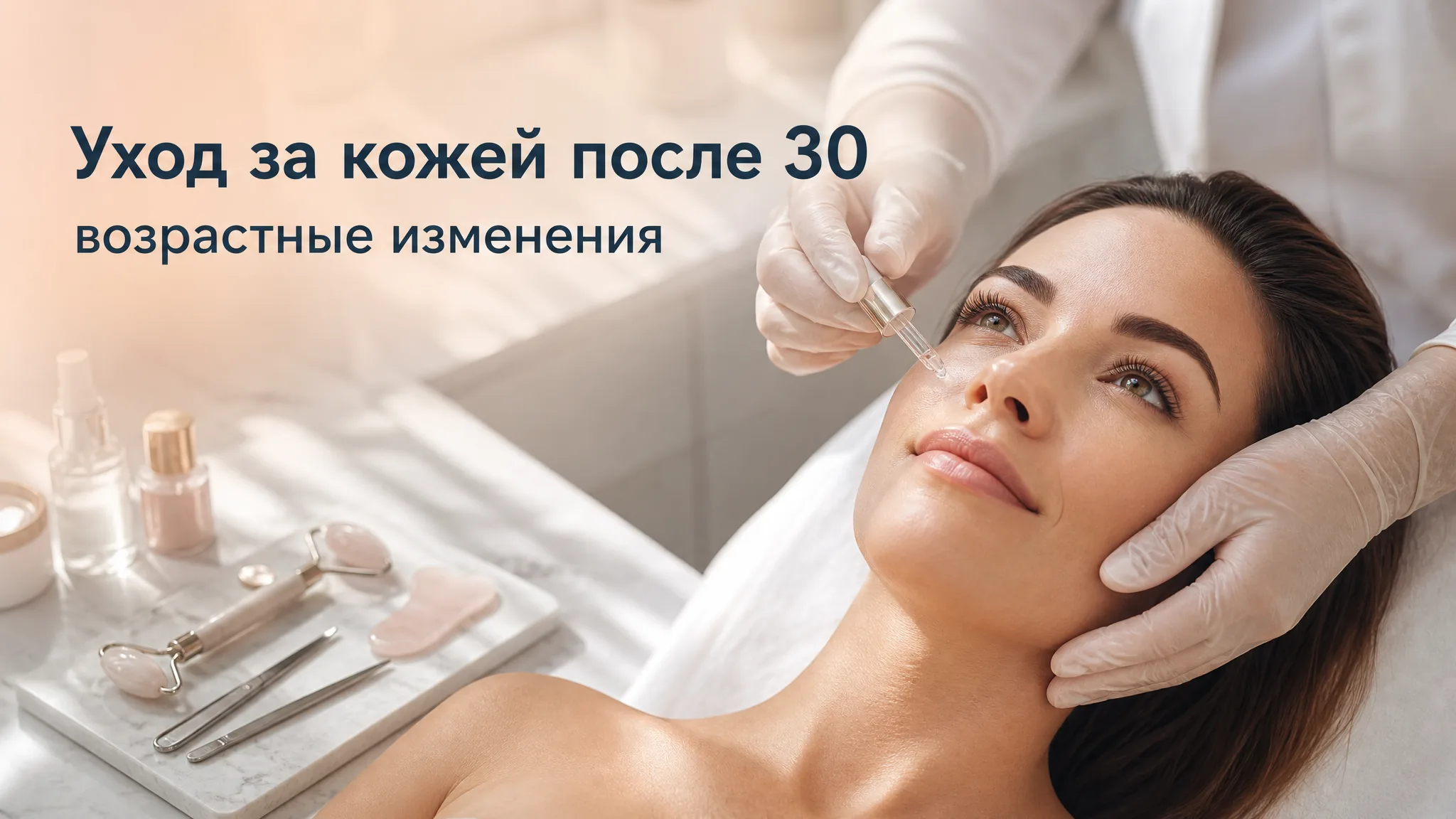 Уход за кожей после 30: женщина наносит антивозрастной крем для профилактики морщин