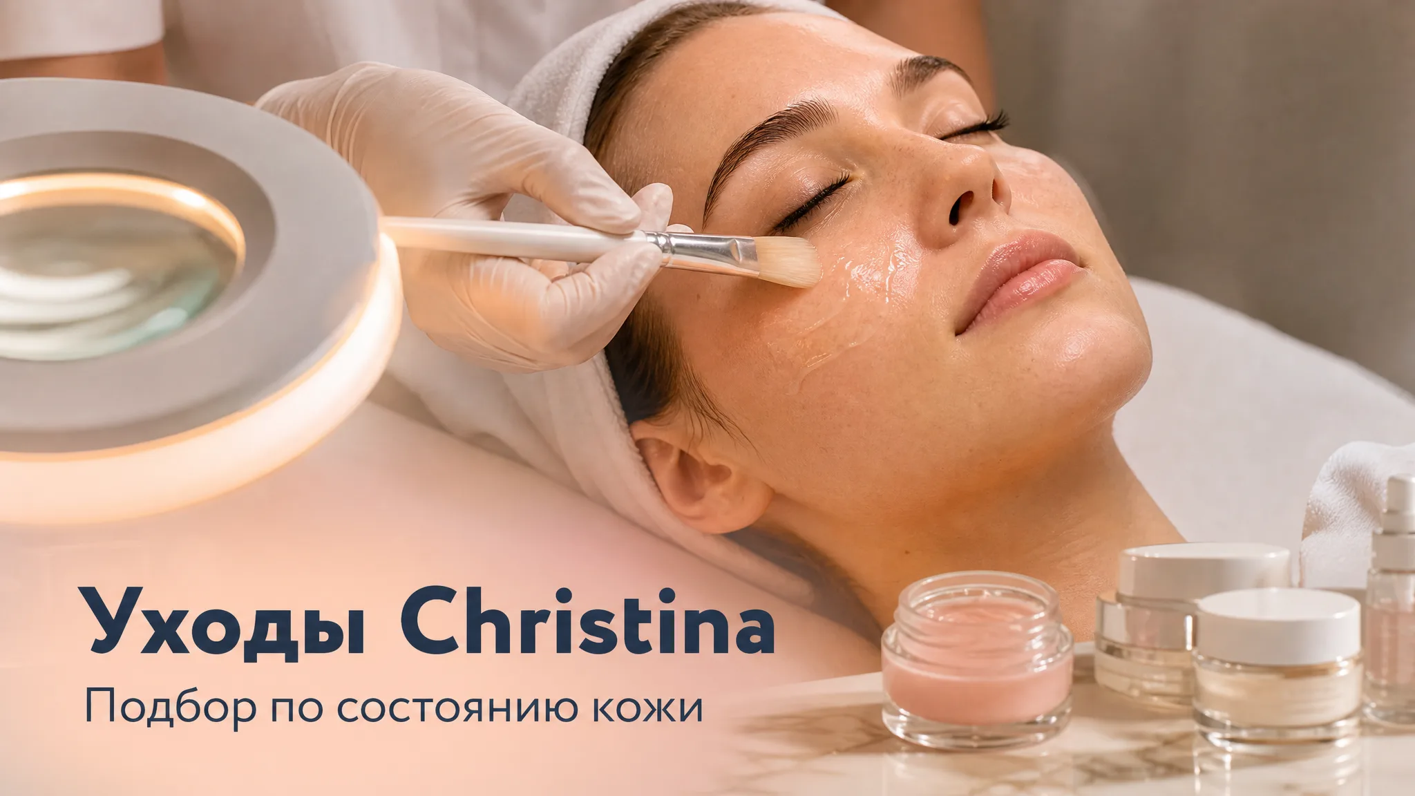 Косметолог подбирает программу ухода Christina, ориентируясь на диагностику состояния кожи клиента, а не только на известность бренда.