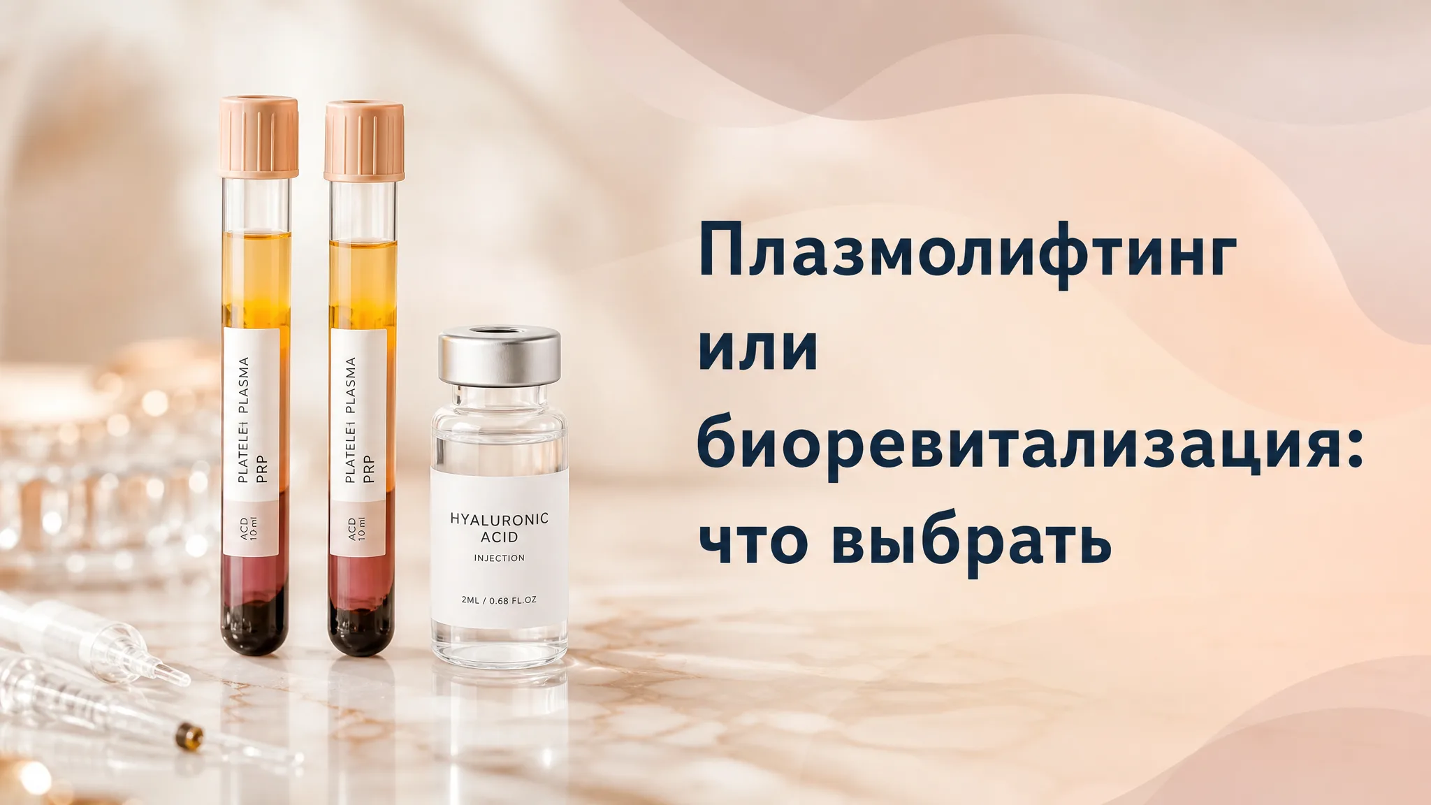 Косметолог сравнивает две процедуры для омоложения лица: плазмолифтинг и биоревитализацию, схемы введения препаратов